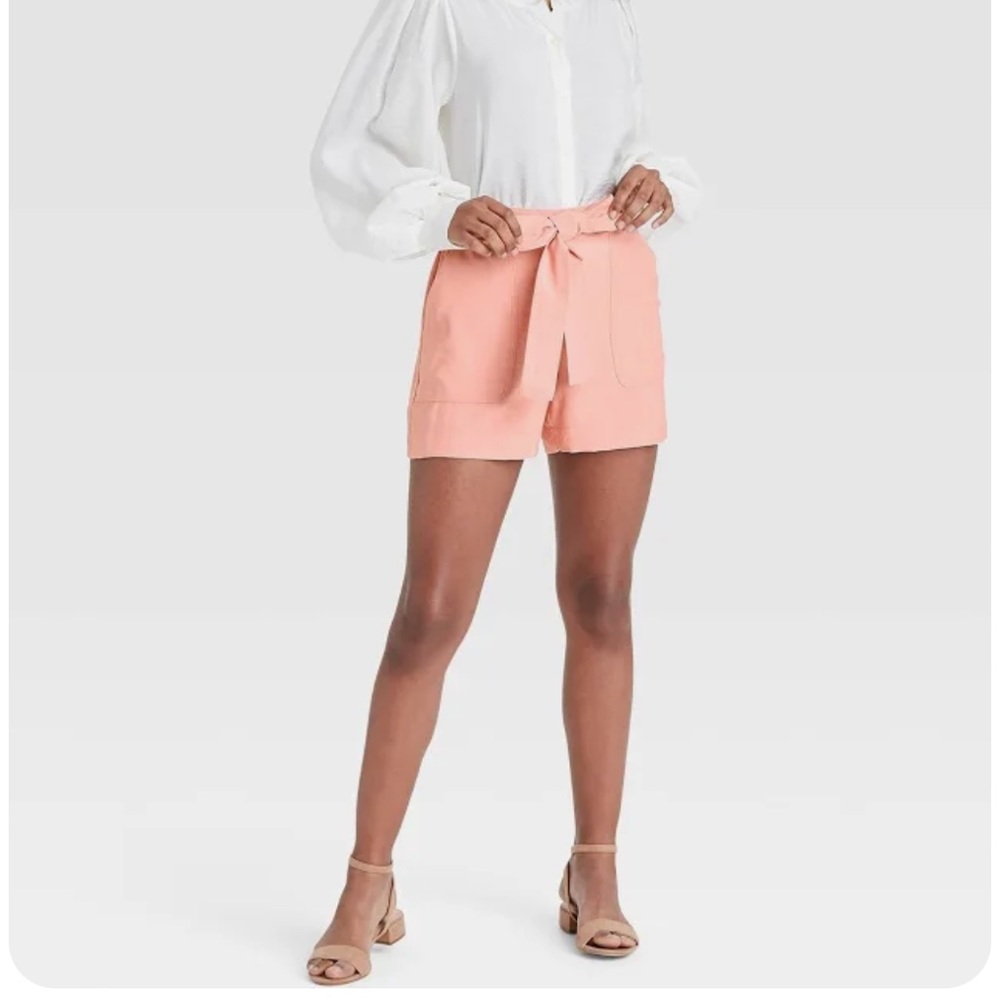 Women’s high rise paper bag shorts with matching pants tie